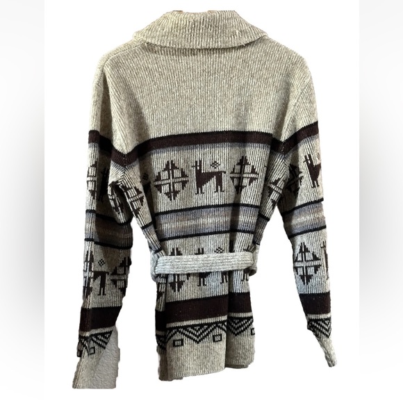 Vtg 70s Dimensions by Milford Collared Aztec Llama Long Thick Cardigan Large - Picture 4 of 13
